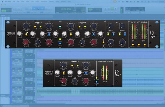 Le Portico II Master Buss Processor de Rupert Neve Designs, en version rack et en version plug-in